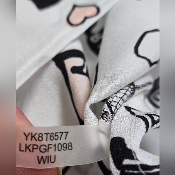 KARL LAGERFELD White Paris Print Button-Up Blouse. Size Medium - Picture 12 of 12